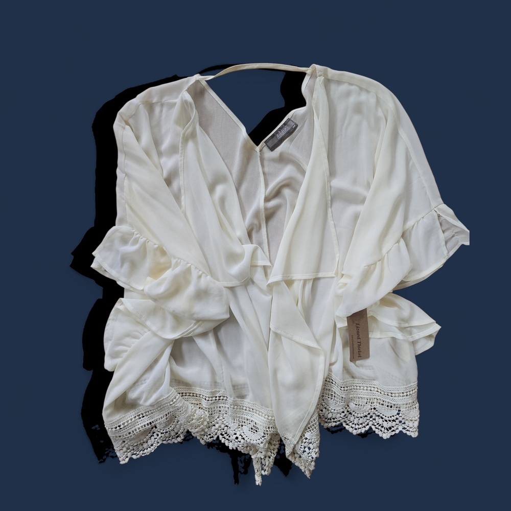Elegant White Blouse with Lace Trim